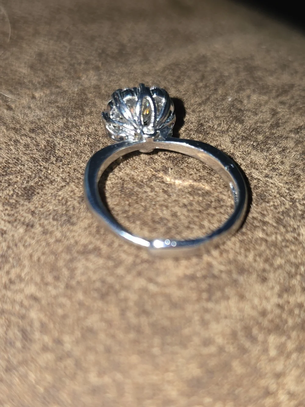 NWOT 1ct GRA Certified Moissanite Square Cluster Ring Adjustable Silver Tone